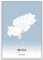 Vacentures Ibiza Karten Poster - Premium Wandbild ohne Bilderrahmen I Moderne Wanddeko für Wohnzimmer oder Schlafzimmer I Hochwertiger Druck (Blau, 21x30 CM)