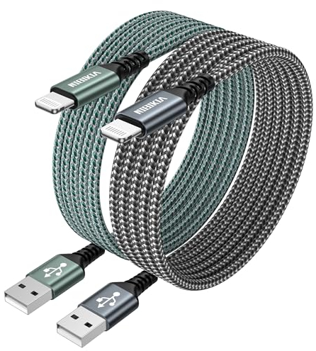 NIBIKIA iPhone Charger Cable 2Pack 2M, MFi Certified Lightning Cable Fast Charging Cable Lead Nylon Long Charging Cord for iPhone 14 13 12 11 Pro/Pro Max/Mini XS XR X 8 7 6 Plus 5s 5 Se etc.