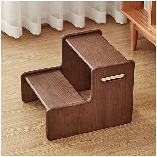 Massivholz 2-stufig Kleiner Leiter Geräumig Glatt Abgerundete Geschliffene Ecken Zapfenkonstruktion Trittleiter Verbreiterte Trittflächen Sicher Multifunktional