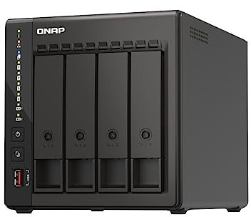 Qnap TS-453E 8G, 4 bay NAS (Intel® Celeron® J6412 4 core/4 thread, Turbo fino a 2,6 GHz, Dual 2,5 GbE) 4 TB bundle con 4 unità WD RED da 1 TB
