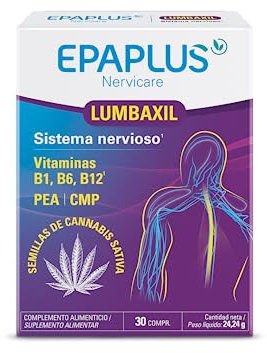 EPAPLUS Nervicare, Lumbaxil, Complemento Alimenticio que Ayuda al Funcionamiento Normal del Sistema Nervioso por su Contenido en Vitaminas B1, B6 y B12, 30 Comprimidos