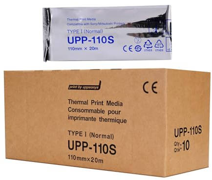 Uppsonys Ultraschall-Papier UPP-110S Ultraschall-Film/Medien 10 Rollen, Typ I thermischer Druckfilm/Medien, Weiss/opulenter Garten