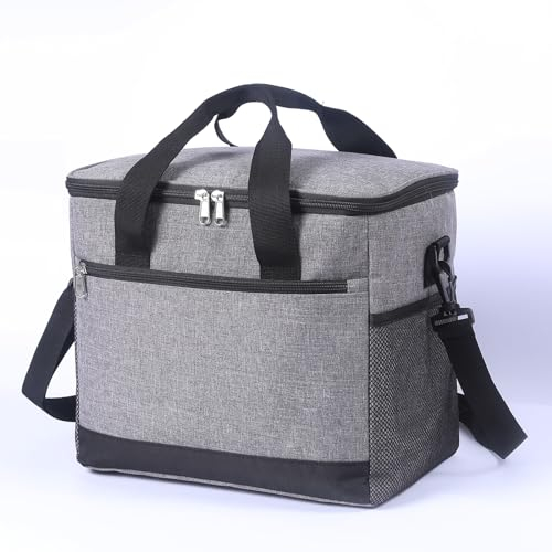 Ruccy Borsa Termica Porta Pranzo, 20L Borsa Frigo Impermeabile, Borse Pranzo con Tracolla, Grande Borsetta Termica Portatile per Uomo, Donna, Ufficio, Lavoro, Picni, Vaggio, Spiaggia (Nero)