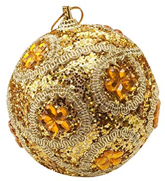 Christbaumkugeln Weihnachtskugeln Weihnachtsdeko 8 cm, Weihnachtsbaum-Dekorationskugel, Strass-Dekoration und Aufhänger Brotkorb Baumschmuck Weihnachten Weiße Weihnachtskugeln (Gold, One Size)