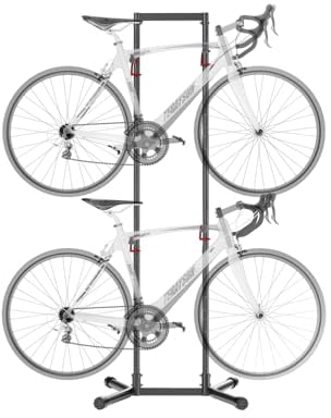 teraysun Fahrradständer für 4 Fahrräder, verstellbarer Armhaken für Mountainbikes, Rennräder, Strandfahrräder und fette Reifen, freistehende Halterung, für Zuhause und Garage, vertikaler