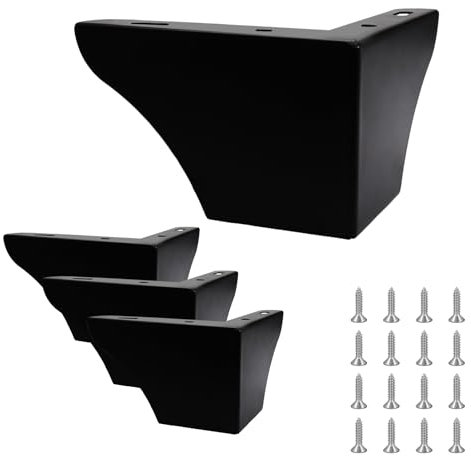 Cjueiom 7.5cm / 3 Inch Furniture Legs Set of 4, Modern Matte Black Metal Legs for Sofa, Table, Wardrobe & Cabinet