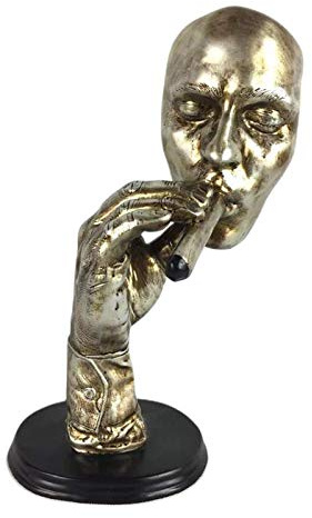 Skulpturen Statuen Rauchen Zigarre Kreative Gesicht Statue Charakter Harz Figur Kunstwerk Dekorationen, Gesichtsstatuen Rauchen Mann Skulptur Männliche Gesicht,Gold