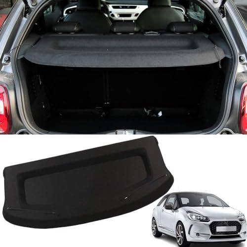 WUPINGQFA Einziehbarer Auto Laderaumabdeckung Rollo,für Citroen DS3 2010-2016 Einziehbarer Kofferraumabdeckung Ausziehbar Cargo Cover Rollo Schutz Zubehör