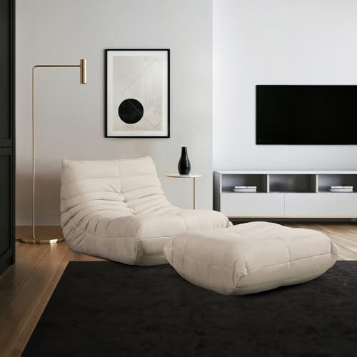 Home Deluxe Relaxsessel mit Hocker CHILL - Anthrazit 102 x 87 x 70 cm | Sofa, Sessel, Couch, Liegesofa, Loungesessel