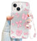 Jusy Coquette Bow Handyhülle für iPhone 15 Plus, niedliche rosa Schleife, ästhetische Schutzhülle für Frauen und Mädchen, mit Armbandkette, Rosa
