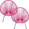 Kare Design Gartenmöbel Set Acapulco, 2er Set, Pink, Indoor und Outdoor Sitzgruppe im Retro-Design, 2X Sessel, Gartenstühle, Lounge-Möbel für Balkon, Garten, Terrasse, Stahl, 85x73x78 cm (H/B/T)