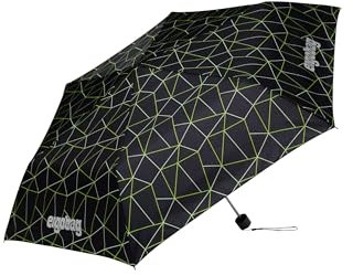 ergobag Regenschirm Kinderschirm für die Schultasche, ultraleicht und klein mit Tasche, reflektierend windfest CyBär Race - Schwarz