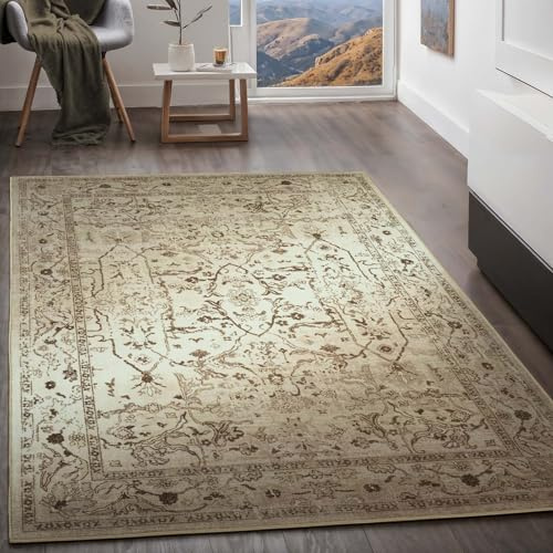 Taracarpet Teppich Kurzflorteppich, Wohnzimmerteppich, Orientteppich aus Polyester n Regenbogenfarben absolut Modern fürs Wohnzimmer Schlafzimmer Kinderzimmer beige 160x230 cm
