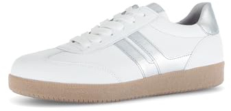 Gabor Damen Low-Top Sneaker, Frauen Halbschuhe,Best Fitting,Strassenschuhe,Sportschuhe,Freizeitschuhe,Weiss/Silber(Natur),41 EU / 7.5 UK