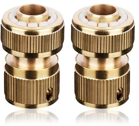 2PCS Brass Hose Quick Connectors, 1/2 Inch Garden Hose Fittings, Durable for Watering, Gardening, and Car Washing