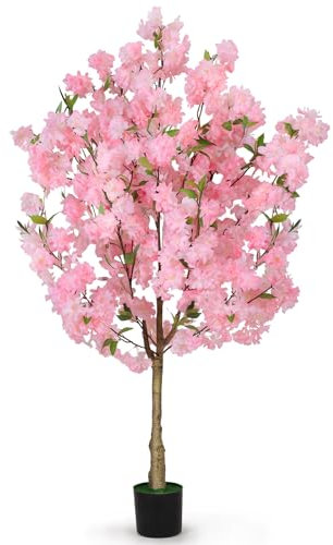 OUSHENG Künstlicher Kirschblütenbaum, künstliche Pflanzen, Innendekoration, künstliche rosa Sakura-Blumen für Wohnzimmer, Zuhause, Hauseingang, Schlafzimmer, Büro, Innendekoration, 1,2 m