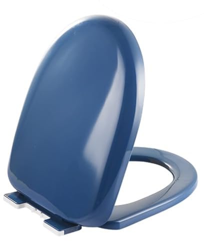 Soft Close Oval Navy Blue Toilet Seat Cover with Quick Release Hinge Universal Fit for All Standard Size Fixtures