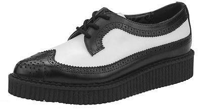 Icon Carnaby Street (T.U.K. Wingtip A8643 Unisex Adults Black White Leather Low Sole Creeper Brogue Shoes Size UK 3-12 EU 36-46