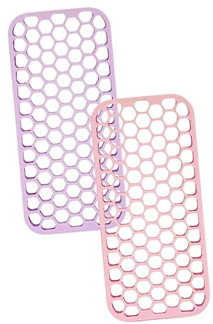 Hitzebeständige Silikonmatte für Glätteisen und Lockenstab, 2 Stück | Rutschhemmende Unterlage, für Heiße Haarstylinggeräte, Zuhause und Salon, Violett und Rosa