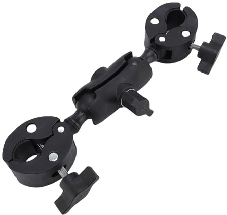 Aoaoy Double Clamp Umbrella Clamp Pole Clamp 360 Degree Ballhead Articulating Arm with Non Slip Rubber Pads for Camera Light Stand Tripod Handlebar
