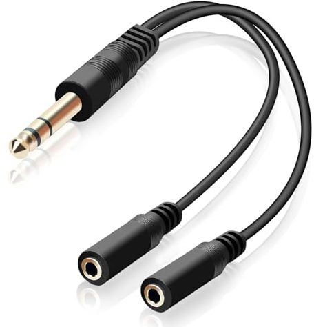 Audio-Splitter mit Doppel-Klinkenstecker 6,35 mm männlich auf 2 3,5 mm weiblich, Kabelsplitter 6,35 auf 3,5 mm, Kopfhörer-Adapter, Splitter für Tablets, Smartphones, Verstärker, Gitarren, 30 cm