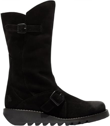 Fly London Women's Mes 2 Buckle Boots, Oil Suede Black, 9 UK
