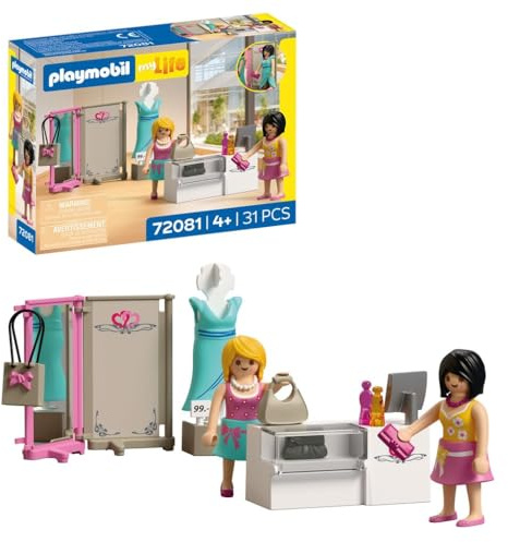 PLAYMOBIL | MyLife | Modeboutique | 2 Figuren mit Schaufensterpuppe und Verkaufstheke | Fördert die Kreativität | Kinder Spielzeug ab 4 Jahren | 72081