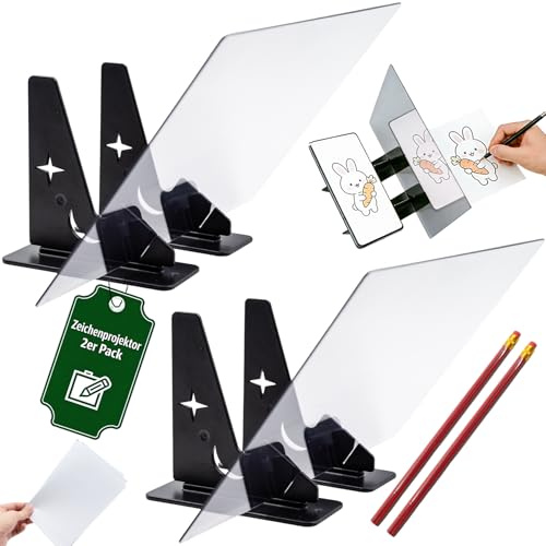 DIY Optisches Zeichenbrett 2er, 13,5x20cm Zeichenprojektor Handy, Bleistift | Bildreflexionsprojektor für Malerei Handy Tablets, Zeichnen Lernen für Erwachsene AnfäNger KüNstler, Sketch Drawing Pad
