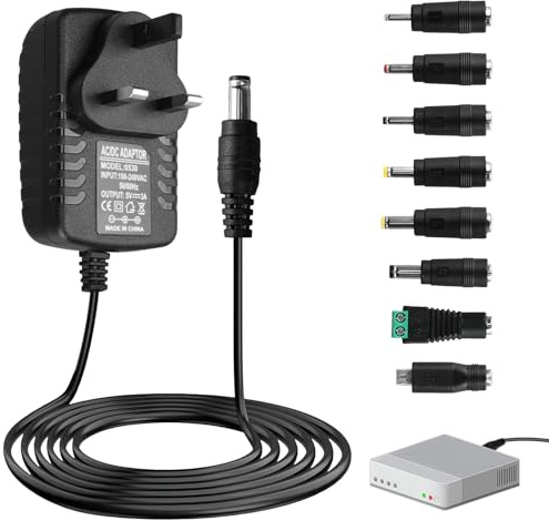 5V 3A DC Power Supply, AC Adapter 100-240V 50 60Hz to DC 5V Charger Converter 5.5mm x 2.5mm Plug with 8 Tips Transformer Charger Universal Connector for LED Strip Router Camera Monitor Box Printer