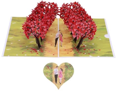 Fdit Carte D'anniversaire Pop-up 3D, Carte de Vœux pour Couple Dansant Romantique 15,2 X 20,3 Cm, en Carton Fabriquée à la Main pour Femme, Mari, Partenaire de Mariage, Cadeau