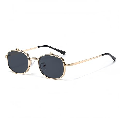 WDZAYXC Retro Steampunk Flip-Up Sonnenbrille | Doppellinsen-Design, Für Damen und Herren, UV400-Schutz