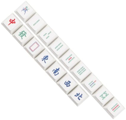 IDEANATEGRATE Set 16 Pezzi Keycaps Tastiera Meccanica in Pbt Altezza R4 Design Mahjong Bianco, Comodi da Usare per Personalizzare Tastiere PC