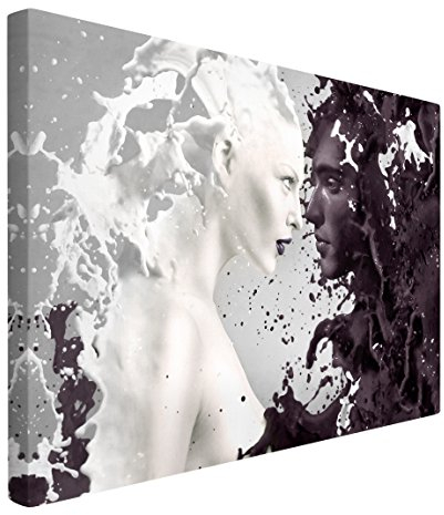 Bilderwelten Leinwandbild Schwarz-Weiß - Milk & Coffee - Quer 2:3, 80cm x 120cm