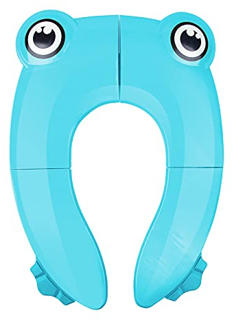 Pejoye Toilettensitz Kinder Faltbar, Tragbar Kinder Toilettentrainer Sitz, WC Sitz Kleinkind Reise Töpfchentrainer mit Aufbewahrungstüte, Blauer Frosch