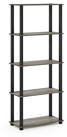Furinno Toolless Shelves, Wood, French Oak Grey/Black, one size
