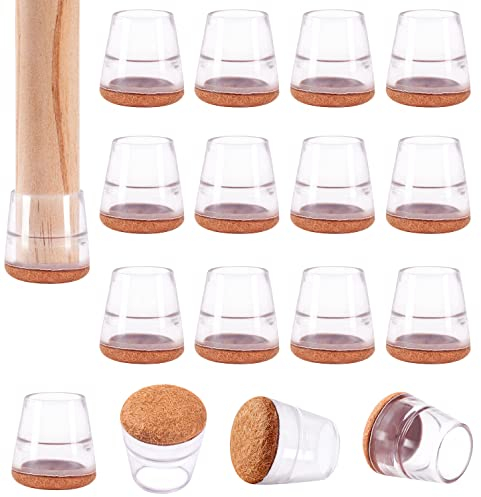 Niviy 16 Pièces Protection Pied de Chaise Embout de Chaise pour Anti-Rayures et Réduit Le Bruit Patin Chaise Silicone Tampon de Chaise Protection Parquet Transparents 20MM
