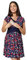 HAPPY MAMA Femme. Robe Patineuse maternité d'allaitement. Court Manches. 605p (Bleu Marine avec Petites Roses Rouges, 40, L)