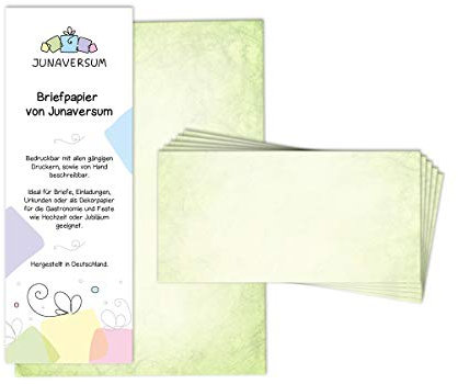 Briefpapier mit Umschlag Briefpapier-Set Vintage grün Motivpapier für Einladungen Hochzeit Urkunden (20 Blätter + 20 Umschläge)