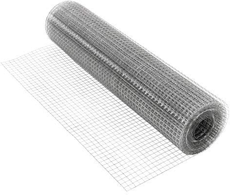 ECD Germany Rete Metallica per Recinzioni 12x12 mm 1 m x 25 m Spessore 0,7 mm Rete Zincata Elettrosaldata per Giardino Recinto Argento Rete Saldata per Recinzione Animali Rete per Voliere Rotolo