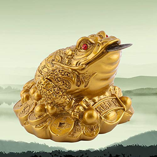 Feng Shui Money Frog Statue, Three-legged Feng Shui Frog for Prosperity, Money-making Symbol, Gold Three-legged with Big Dipper, Red Eyes for Good Luck