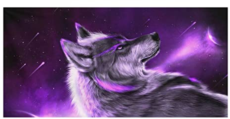 Showudesigns Wolf Badetücher für Badezimmer, Badetuch, weiches Handtuch für Fitnessstudio, Strand, Pool, Gäste, sehr saugfähig, Galaxie, Tier, Violett