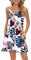 WNEEDU Vestido Mujer Verano Playa Correa Vestidos Corto Cuello en V Casual con Bolsillos PláTano Azul XXL