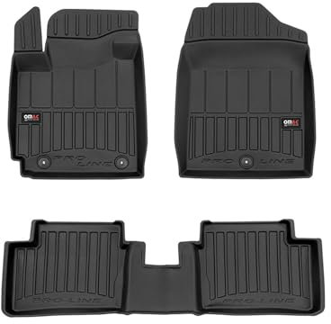 Fußmatten Gummimatten kompatibel mit Kia Picanto II 2011-2017 OMAC Premium 3D Schwarz TPE Gummi
