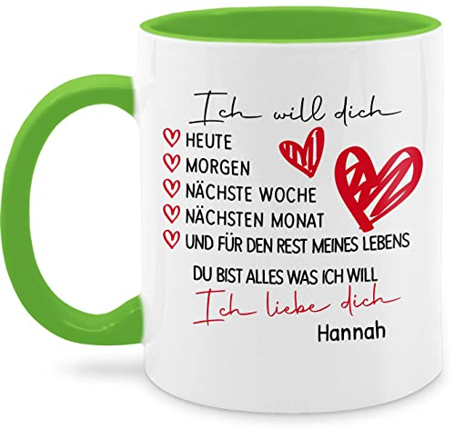 Tasse Tassen 325ml - Valentinstag Partner Freund & Freundin - Ich will dich heute morgen nächste Woche I Ich liebe dich Geschenk Paar Geschenke - 325 ml - Hellgrün - teetasse boyfriend