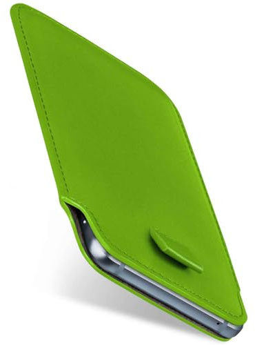 moex Slide Case für LG G8s ThinQ Handytasche zum Einstecken Ultra dünn, Einsteckhülle Holster Hülle PU Leder, Sleeve Etui Handyhülle mit 360 Grad Komplettschutz, Grün