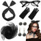 6 Stücke Rockabilly Accessoires Damen, 50er Jahre Kleider Damen Zubehör retro accessoires 50er kostüm 50er jahre damen set chiffon schal katzenauge brille Polka Dot Stirnband Ohrringe Handschuhe