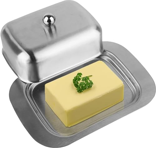 Uadme Dessert Butterdose, Edelstahl Warmhalten Isolierte Dessertschale Butterdose Mit Silbernem Deckel Küchenzubehör für Hausmannskost und Restaurant Butter Dessert Snacks