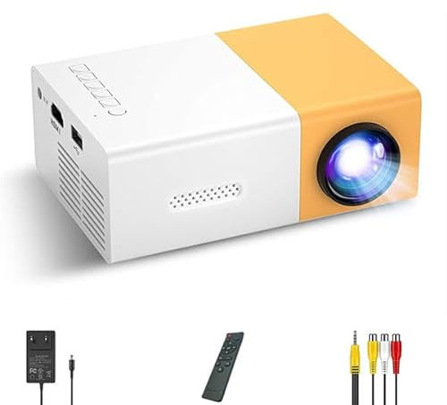 Mini Projecteur, Projecteur Portable YG300 pour Dessin animé, Projecteur de Film Extérieur, Projecteur Vidéo LED Pico pour Cinéma Maison avec Interfaces HDMI (Prise UE)