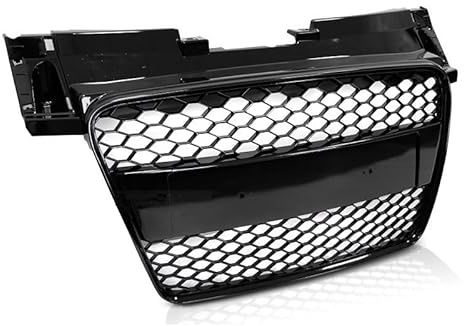 Griglia anteriore Sport GLOSSY NERO compatibile con AUDI TT 2006 2007 2008 2009 2010 2011 2012 2013 2014 RS-3104 anteriore centrale anteriore griglia Sport a nido d'ape Mesh Grille Sport