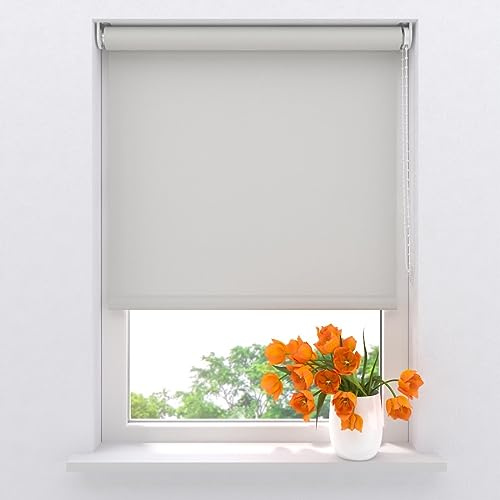 DTCH® Lichtdurchlässiges Rollo – Easy Base – Hellgrau - 90 x 190 cm (LxB) – In verschiedenen Größen erhältlich – 60 bis 150 cm breit – In der gleichen Farbe wie die Vorderseite – Sonnenschutz